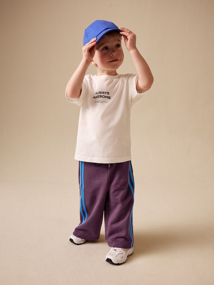 Burgundy Red Wide Leg Side Stripe Joggers (3mths-7yrs) - Size 3-6 Months (62-68cm)