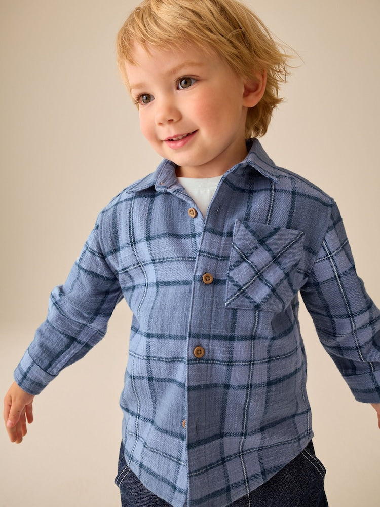Blue Check Long Sleeve Shirt and T-Shirt Set 2 Piece (3mths-7yrs)