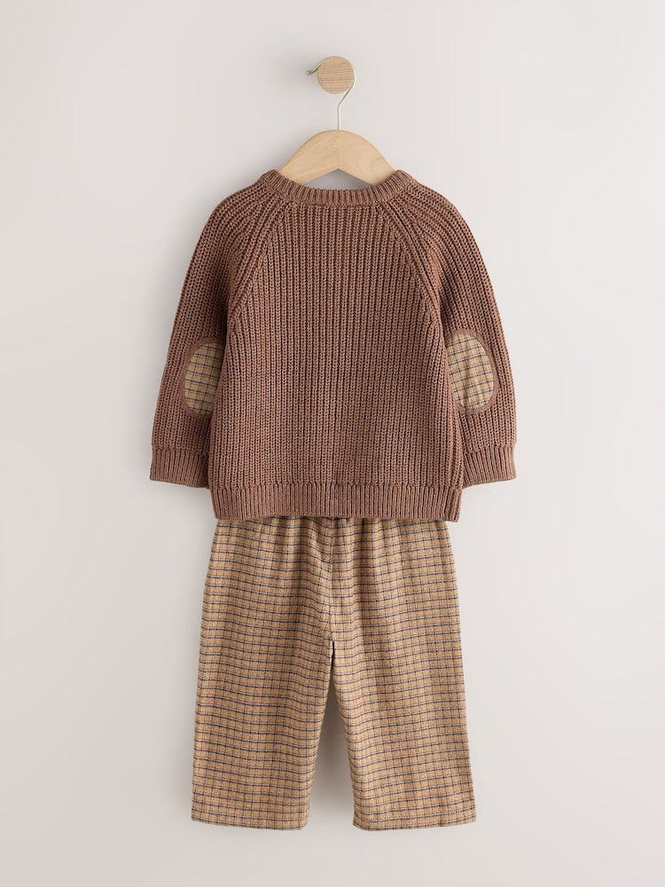 Brown Knitted Jumper and Wide Leg Trousers Set (3mths-7yrs)
