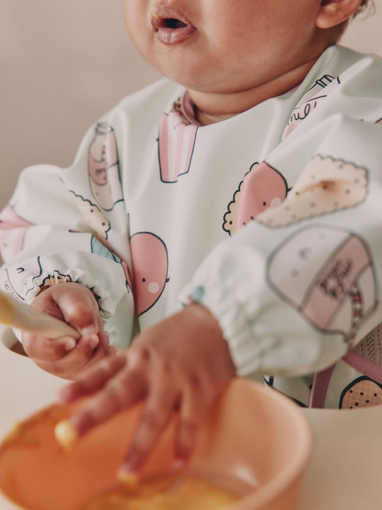 Mint Green Breakfast Club Weaning And Feeding Sleeved Bib