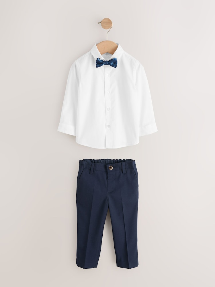 Navy Blazer, Shirt & Trouser Set Blazer Shirt Trousers and Bow Tie Set (3mths-12yrs)