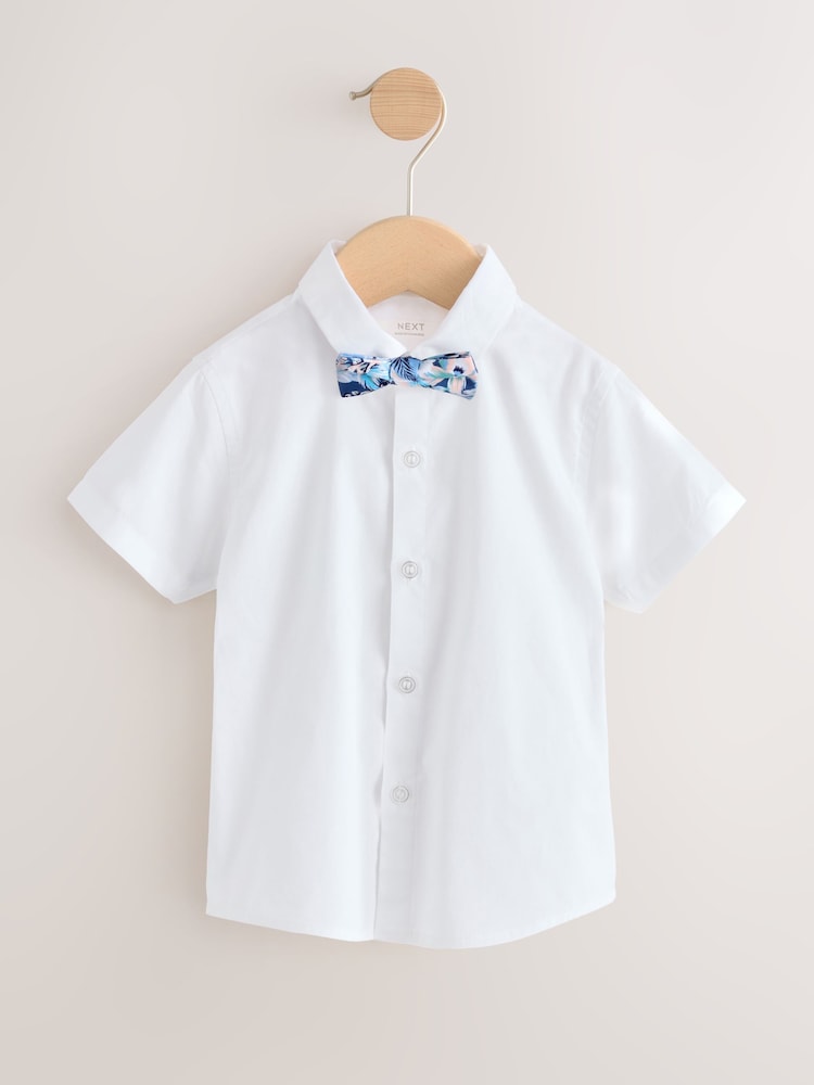 White/Blue Shirt Shorts Braces & Bow Tie Set (3mths-9yrs)