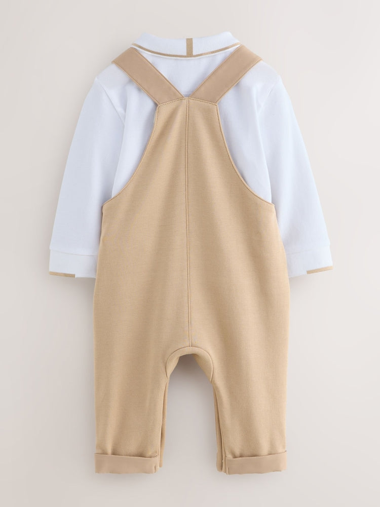 Baker by Ted Baker Stone Dungaree and Polo Shirt Set