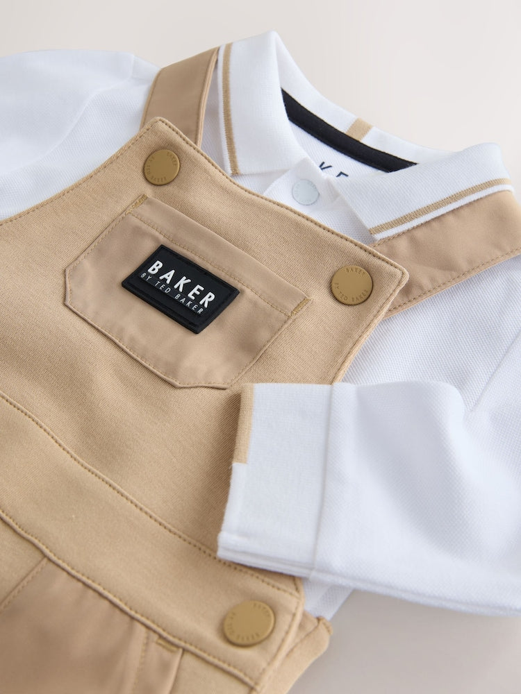 Baker by Ted Baker Stone Dungaree and Polo Shirt Set