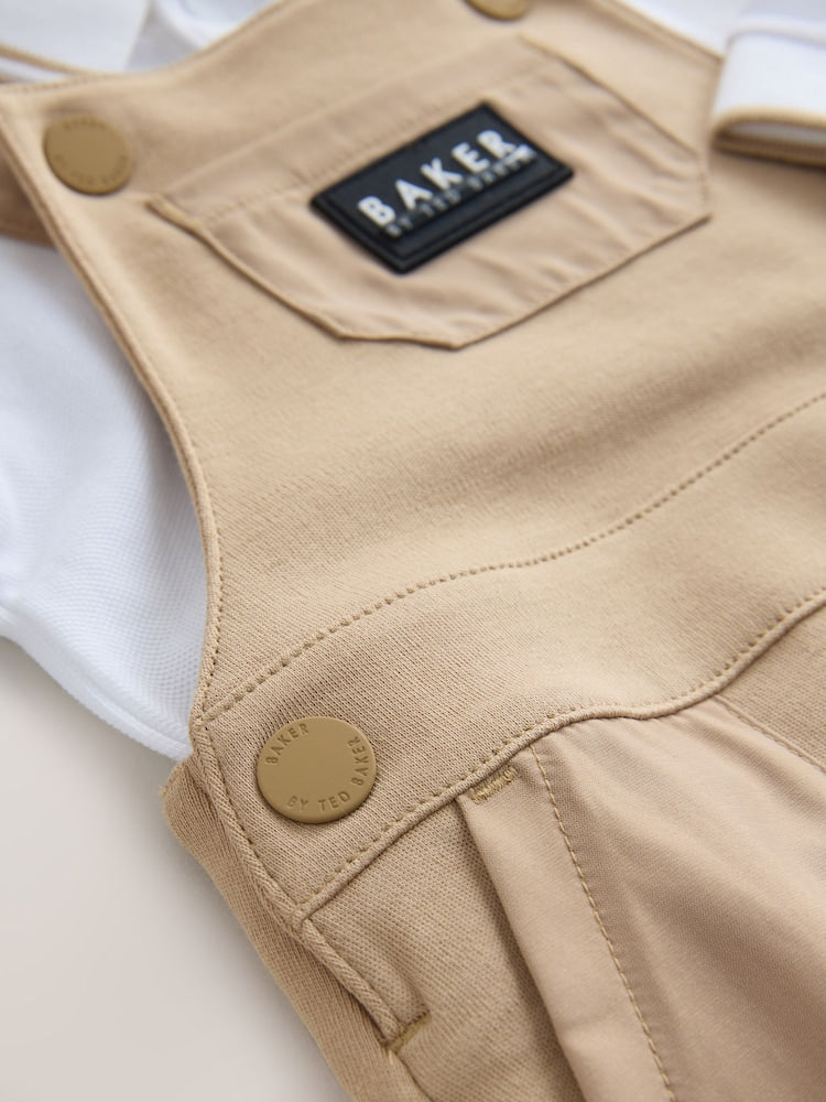Baker by Ted Baker Stone Dungaree and Polo Shirt Set