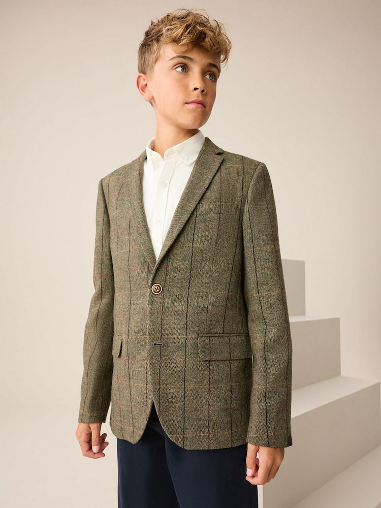 Green/Brown Check Blazer (3-16yrs)