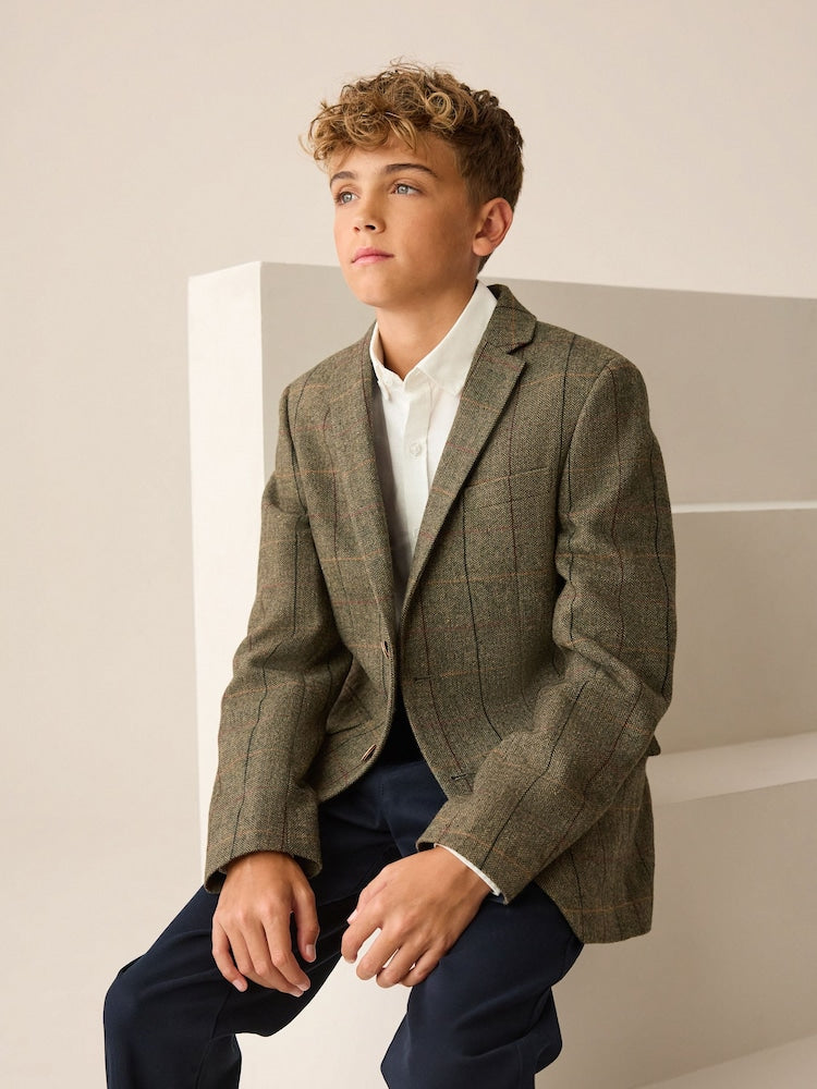 Green/Brown Check Blazer (3-16yrs)