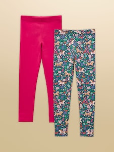 River Island Pink Ribbed Floral Kickflare Leggings 2 Pack - Size 12-18 Months (80-86cm)