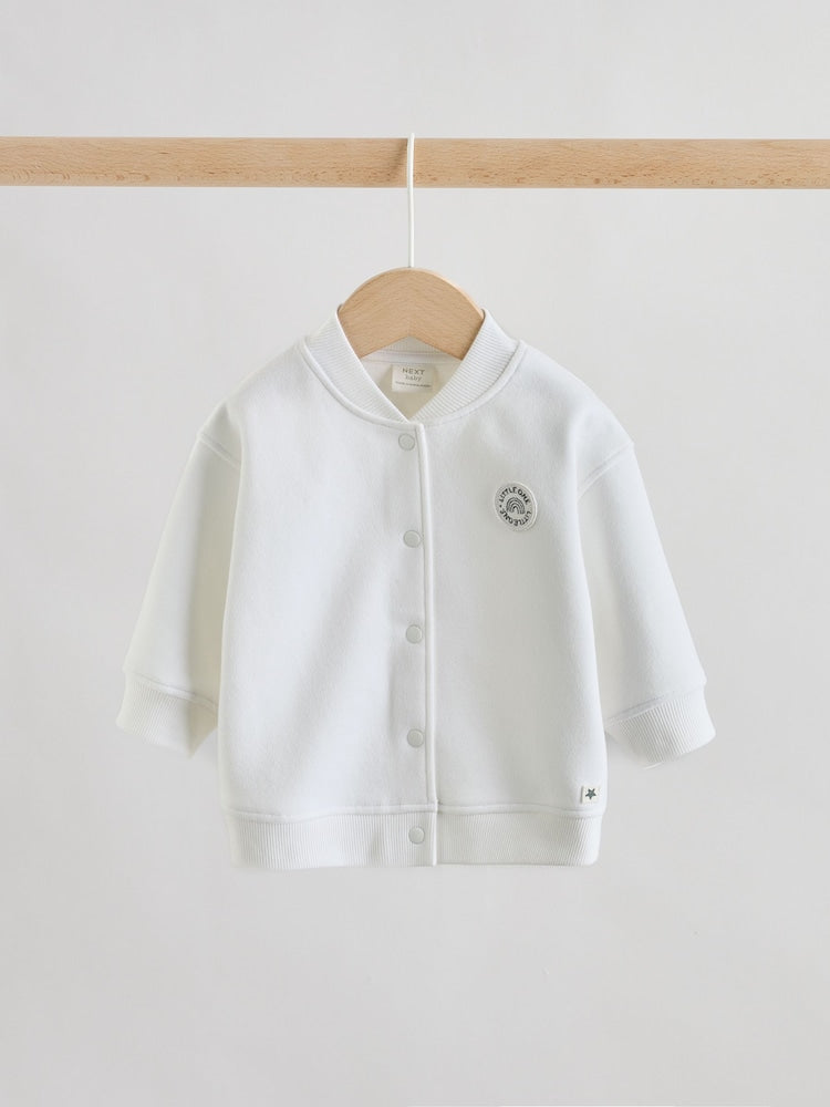 White Jersey Jacket Bodysuit and Leggings 3 Piece Baby Set (0mths-2yrs)