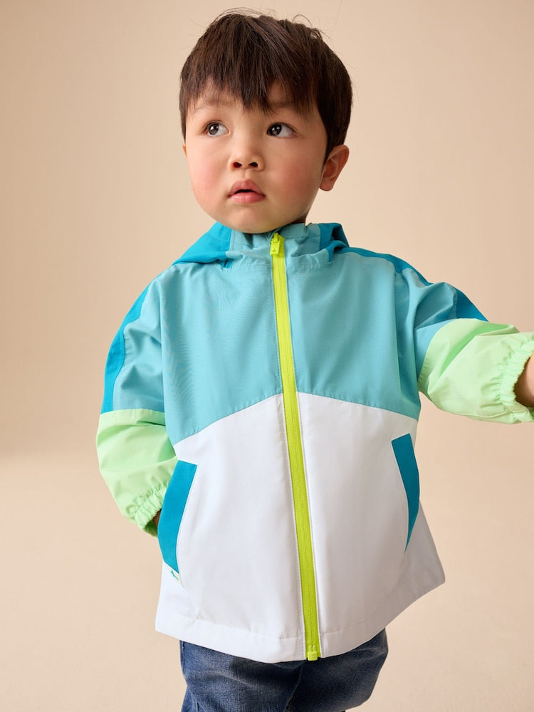 Green Colour Block Waterproof Cagoule (3mths-7yrs)