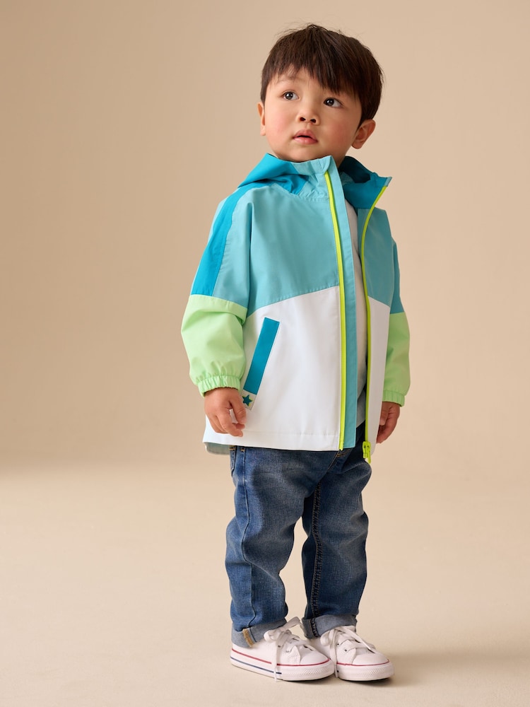 Green Colour Block Waterproof Cagoule (3mths-7yrs)