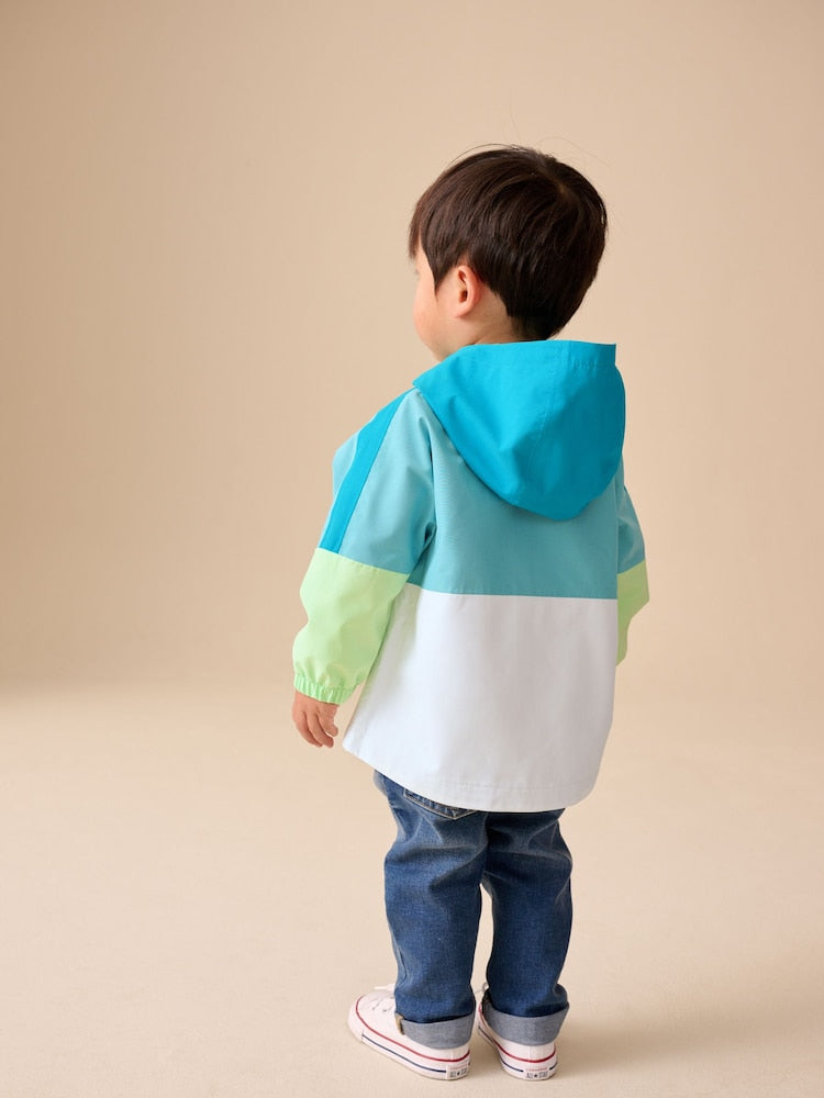 Green Colour Block Waterproof Cagoule (3mths-7yrs)