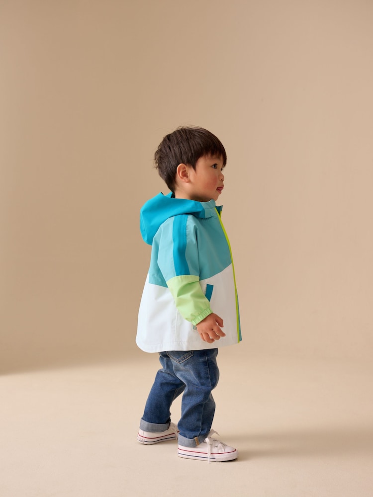 Green Colour Block Waterproof Cagoule (3mths-7yrs)