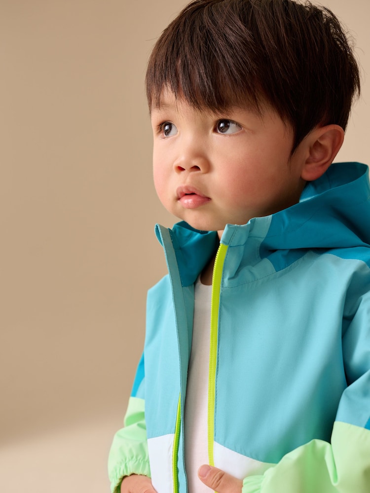 Green Colour Block Waterproof Cagoule (3mths-7yrs)