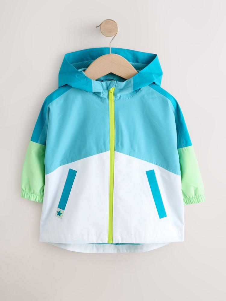 Green Colour Block Waterproof Cagoule (3mths-7yrs)