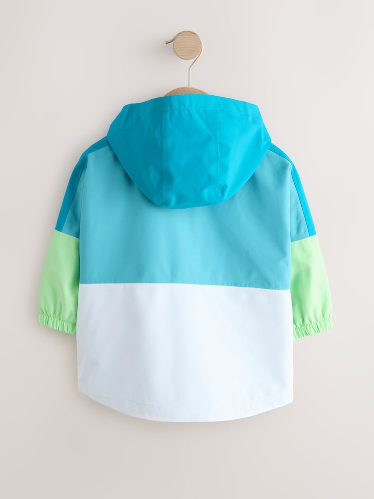Green Colour Block Waterproof Cagoule (3mths-7yrs)