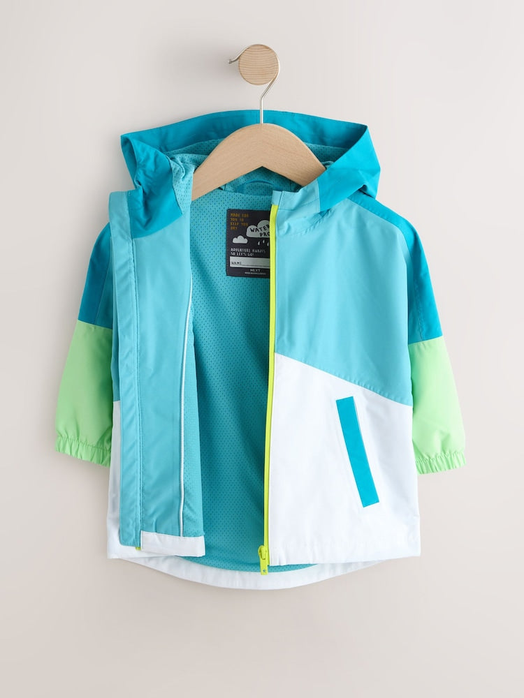 Green Colour Block Waterproof Cagoule (3mths-7yrs)