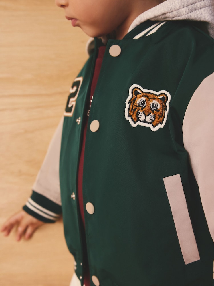 Green/Tan Varsity Jacket (3mths-7yrs) - Size 3-6 Months (62-68cm)