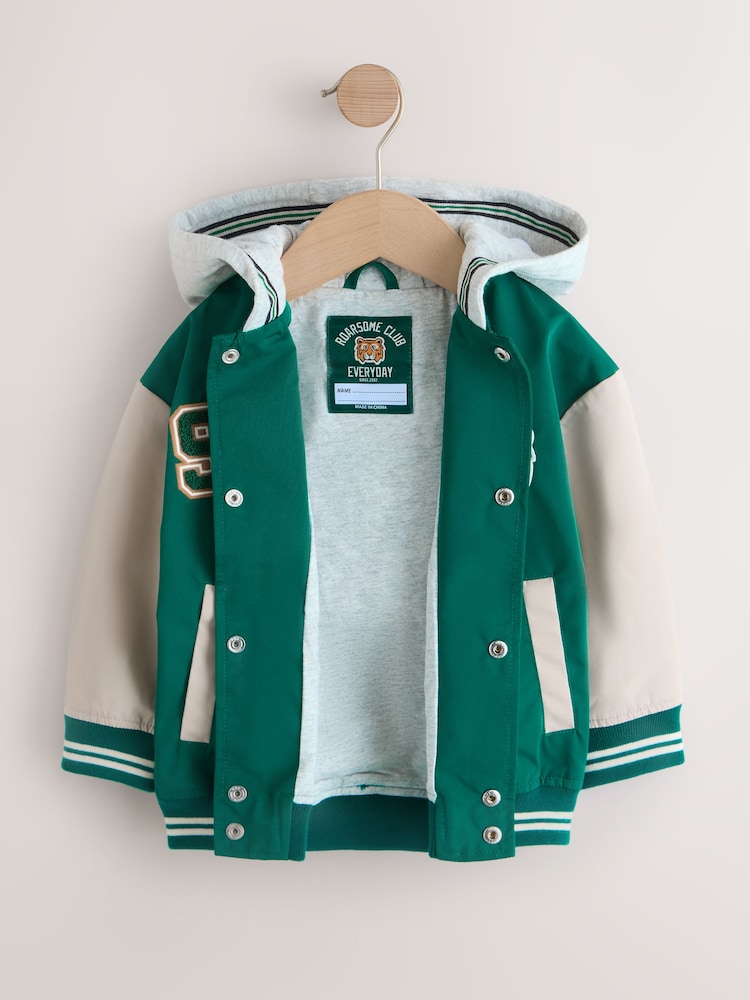 Green/Tan Varsity Jacket (3mths-7yrs) - Size 3-6 Months (62-68cm)