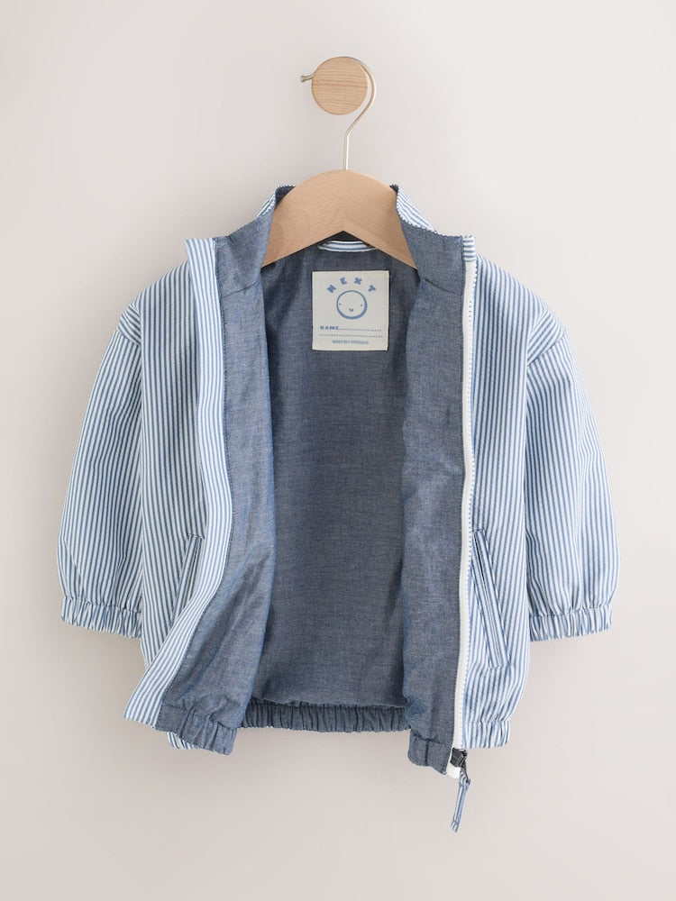 Light Blue Pinstripe Bomber Jacket (3mths-7yrs) - Size 3-6 Months (62-68cm)