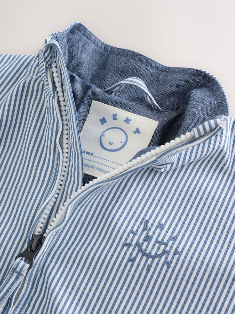 Light Blue Pinstripe Bomber Jacket (3mths-7yrs) - Size 3-6 Months (62-68cm)