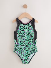 Turquoise Blue Animal Sports Open Back Swimsuit (3-16yrs) - Size 3 Years (98cm)