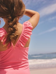 Pink Broderie Frill Swimsuit (3-16yrs) - Size 3 Years (98cm)