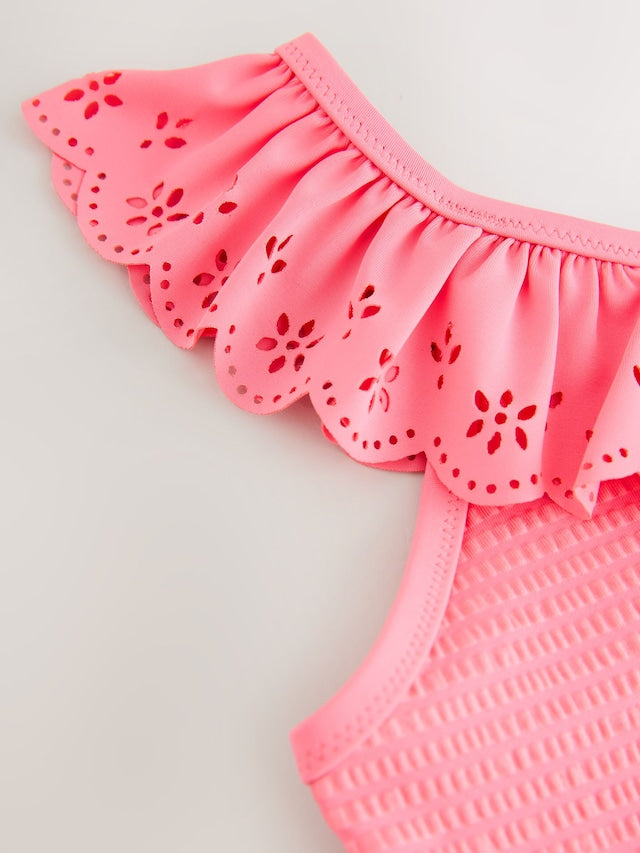Pink Broderie Frill Swimsuit (3-16yrs) - Size 3 Years (98cm)