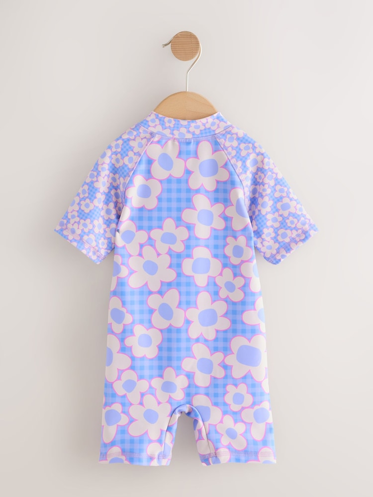 Blue Stampy Floral Sunsafe Swimsuit (3mths-10yrs)