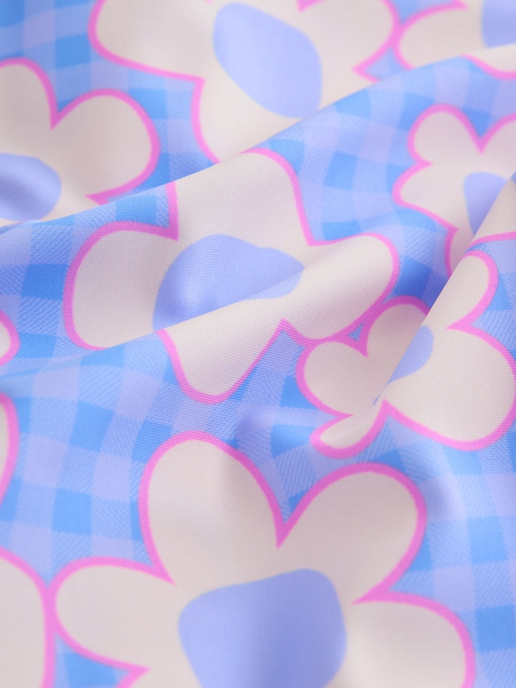 Blue Stampy Floral Sunsafe Swimsuit (3mths-10yrs)