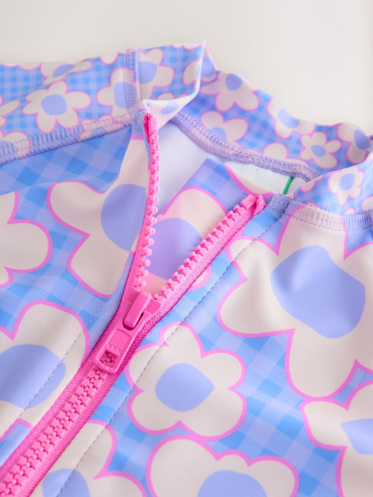 Blue Stampy Floral Sunsafe Swimsuit (3mths-10yrs)