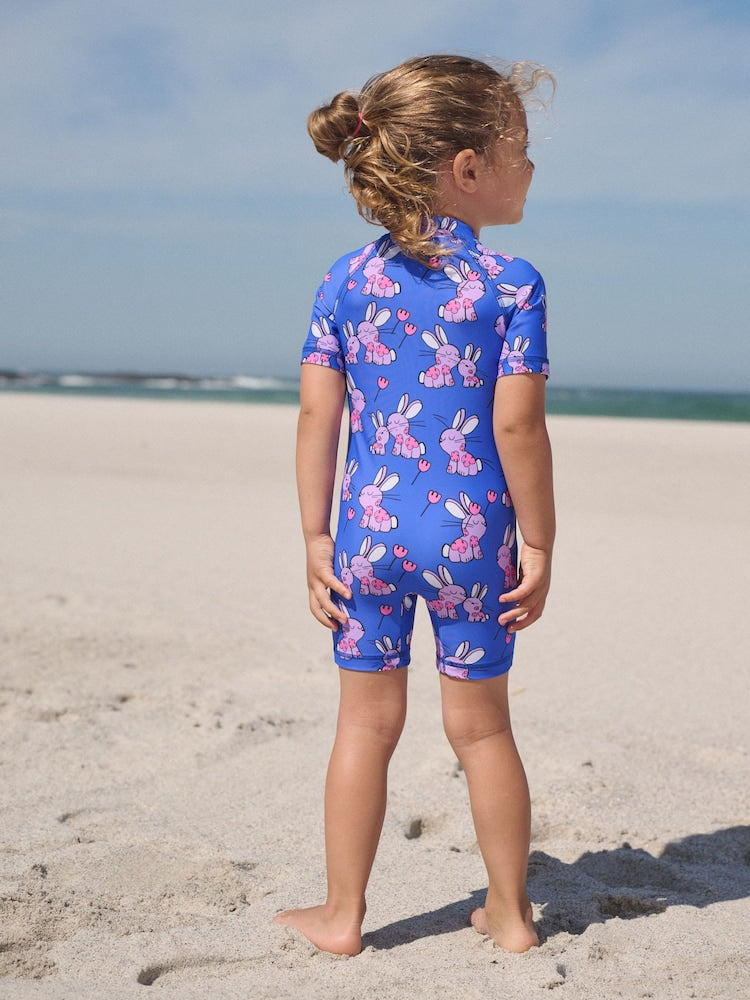 Cobalt Blue Bunny Sunsafe Swimsuit (3mths-10yrs) - Size 3-6 Months (62-68cm)