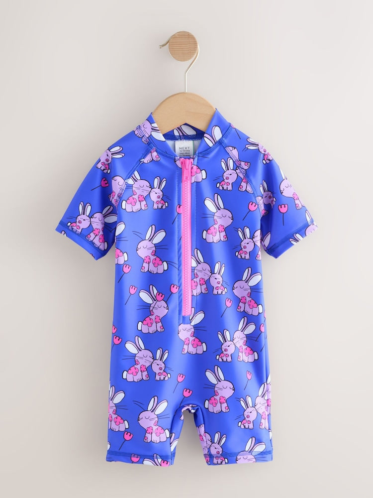 Cobalt Blue Bunny Sunsafe Swimsuit (3mths-10yrs) - Size 3-6 Months (62-68cm)
