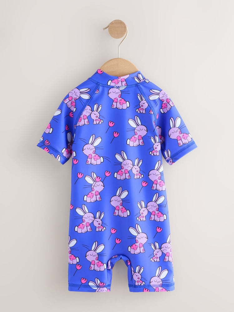 Cobalt Blue Bunny Sunsafe Swimsuit (3mths-10yrs) - Size 3-6 Months (62-68cm)