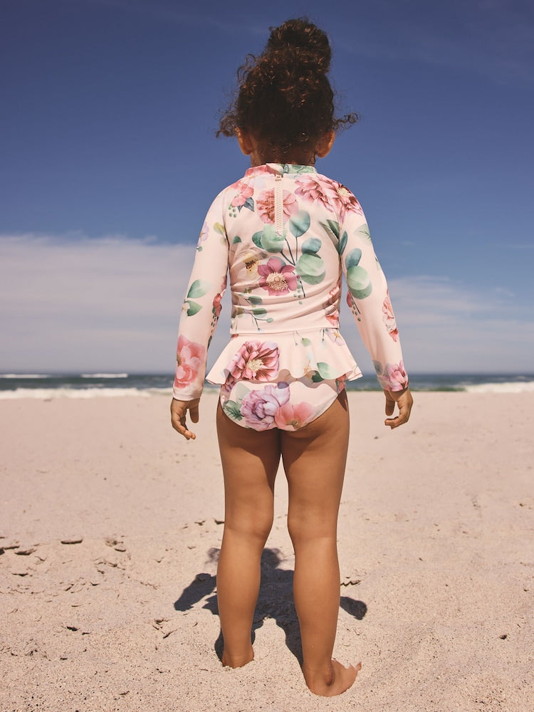 Pink Floral Print Sunsafe Swim Set (3mths-7yrs)