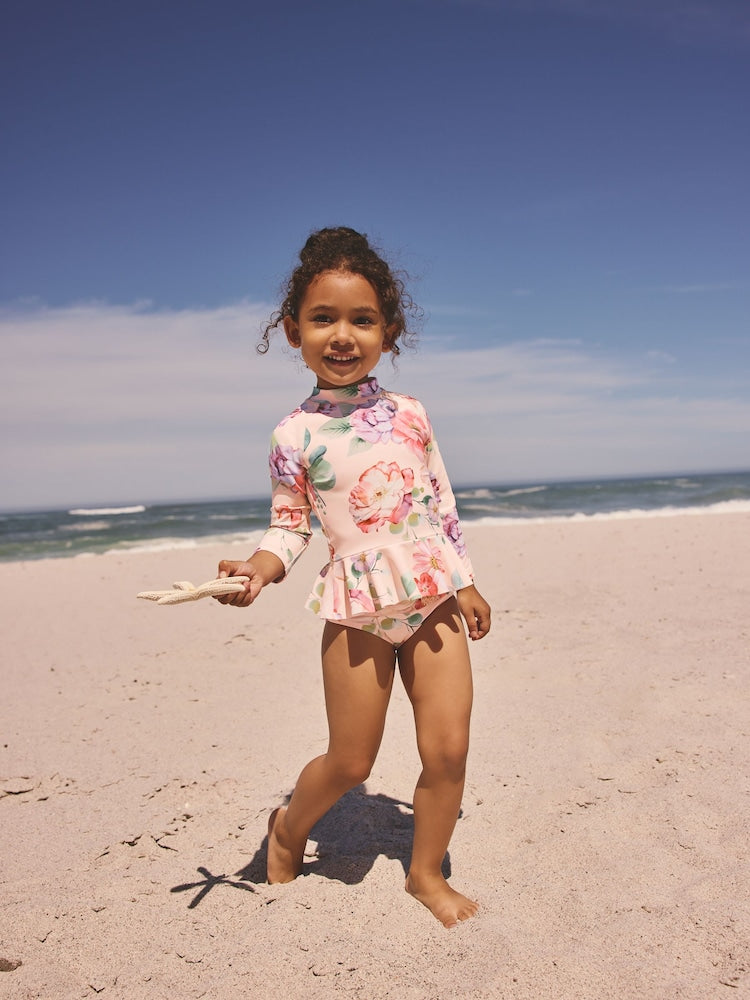 Pink Floral Print Sunsafe Swim Set (3mths-7yrs)