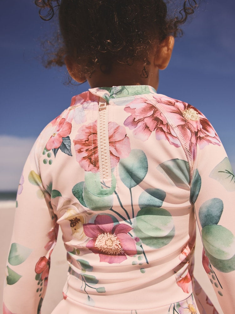 Pink Floral Print Sunsafe Swim Set (3mths-7yrs)