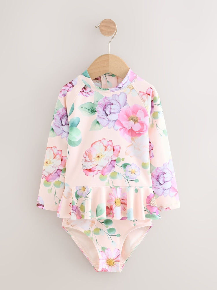 Pink Floral Print Sunsafe Swim Set (3mths-7yrs)