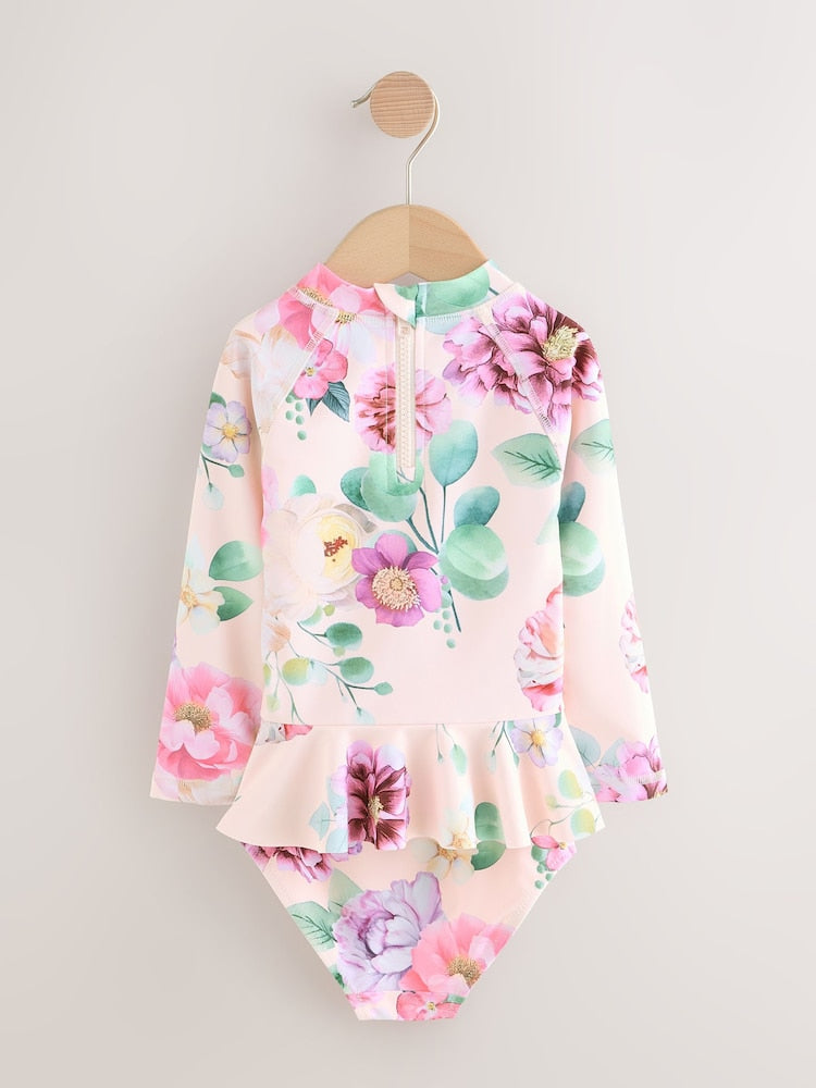 Pink Floral Print Sunsafe Swim Set (3mths-7yrs)