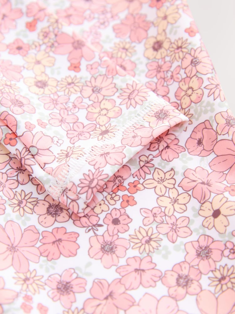 Coral Pink Ditsy Floral Long Leg Sunsafe Swimsuit (3mths-7yrs)