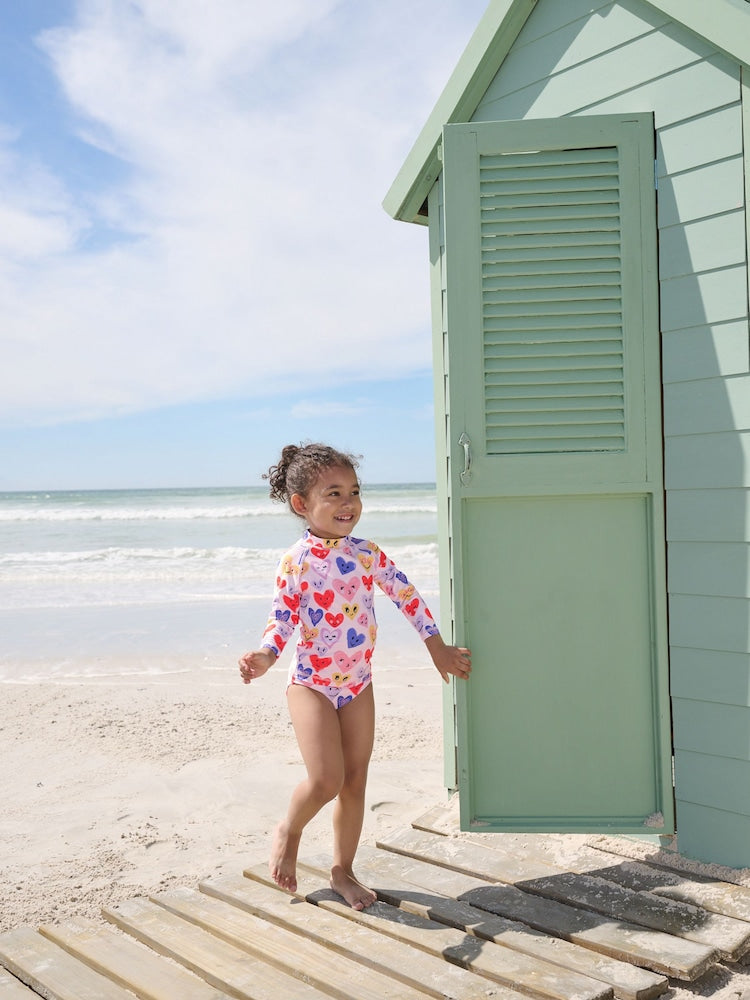 Pink Heart Long Sleeve Sunsafe Swim Set (3mths-7yrs)