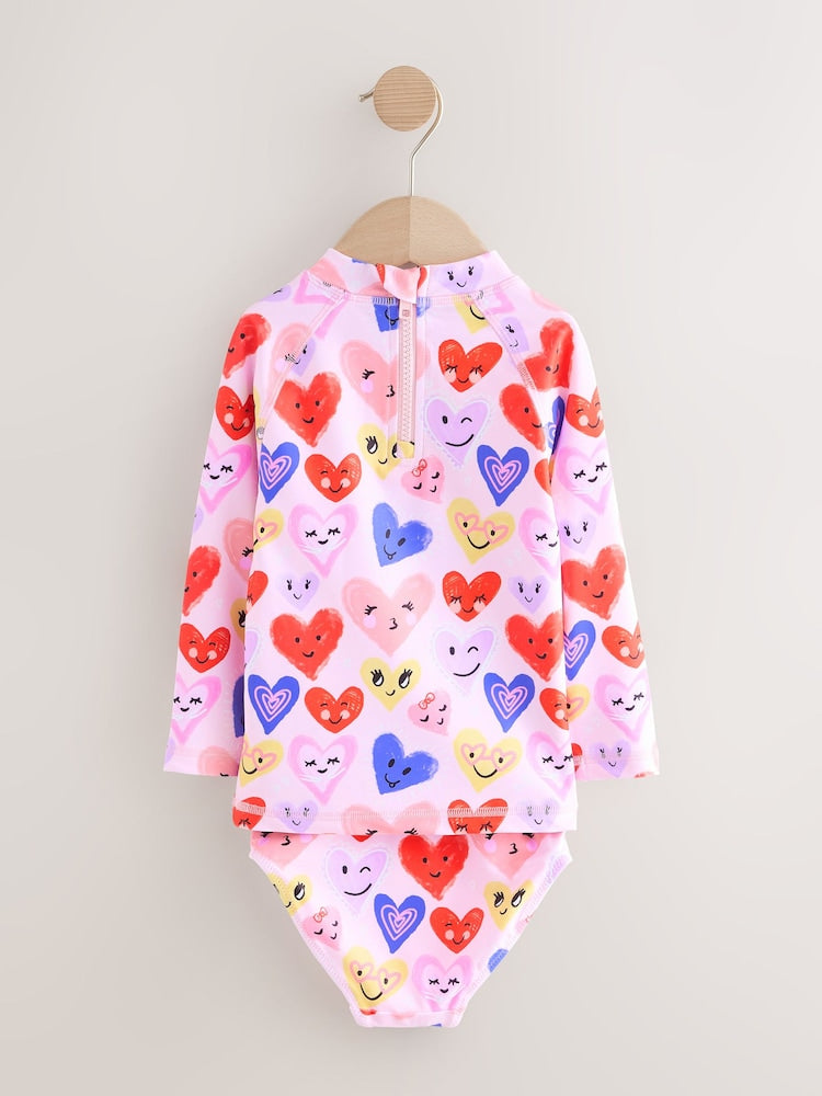 Pink Heart Long Sleeve Sunsafe Swim Set (3mths-7yrs)