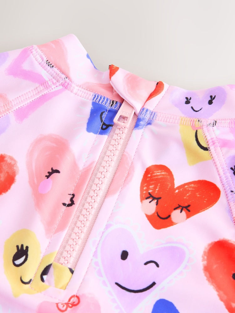 Pink Heart Long Sleeve Sunsafe Swim Set (3mths-7yrs)