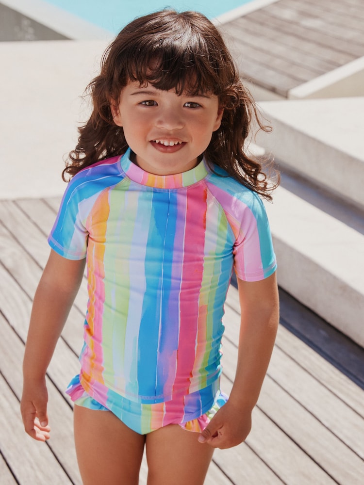 Rainbow Stripe Short Sleeved Sunsafe Swim Set (3mths-10yrs)