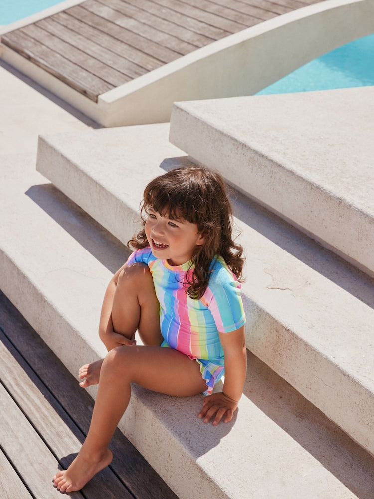 Rainbow Stripe Short Sleeved Sunsafe Swim Set (3mths-10yrs)