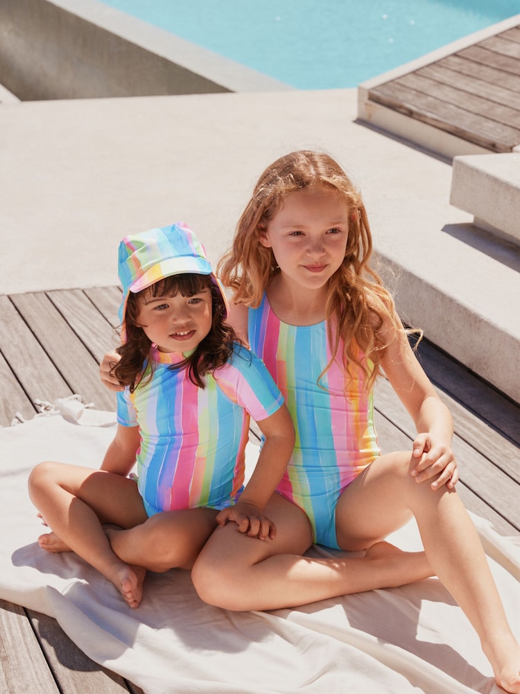 Rainbow Stripe Short Sleeved Sunsafe Swim Set (3mths-10yrs)