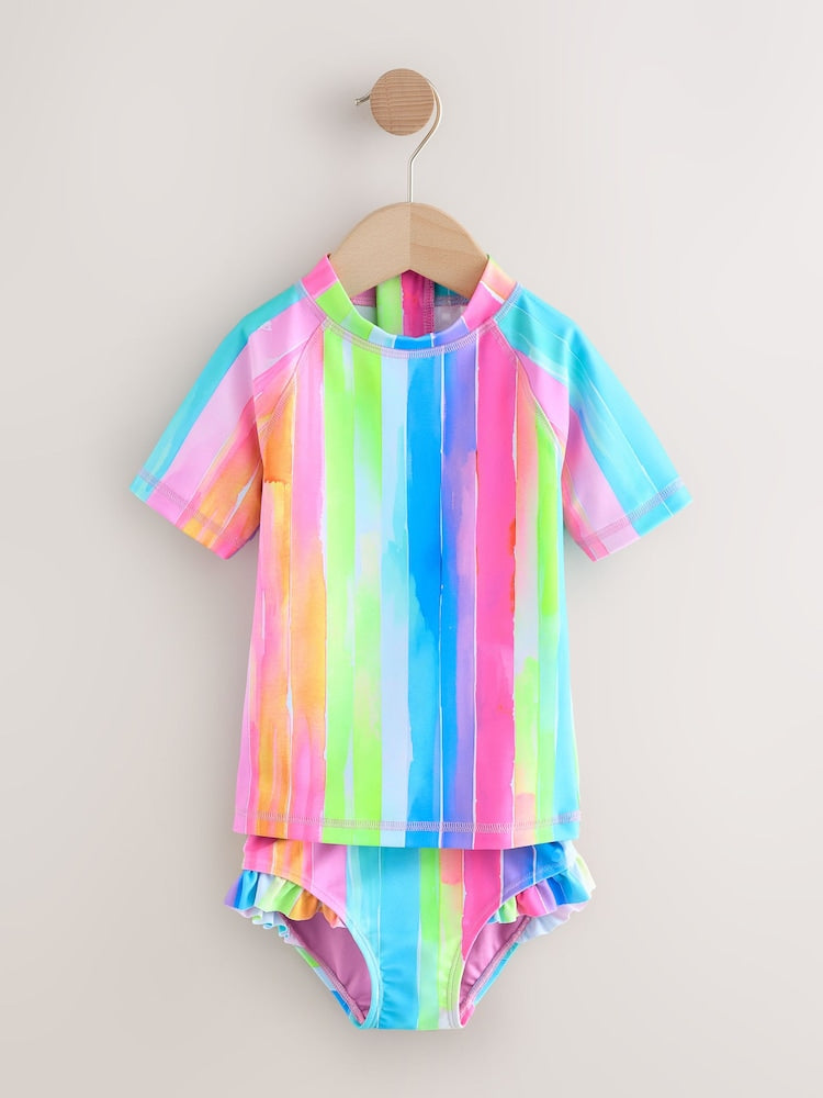 Rainbow Stripe Short Sleeved Sunsafe Swim Set (3mths-10yrs)