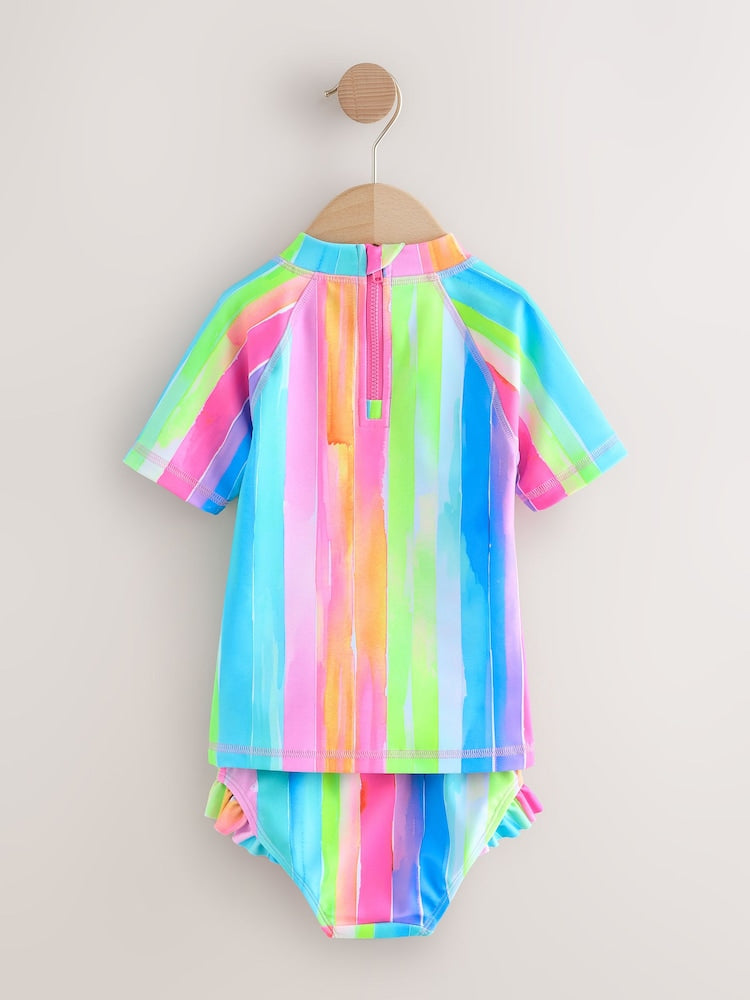 Rainbow Stripe Short Sleeved Sunsafe Swim Set (3mths-10yrs)