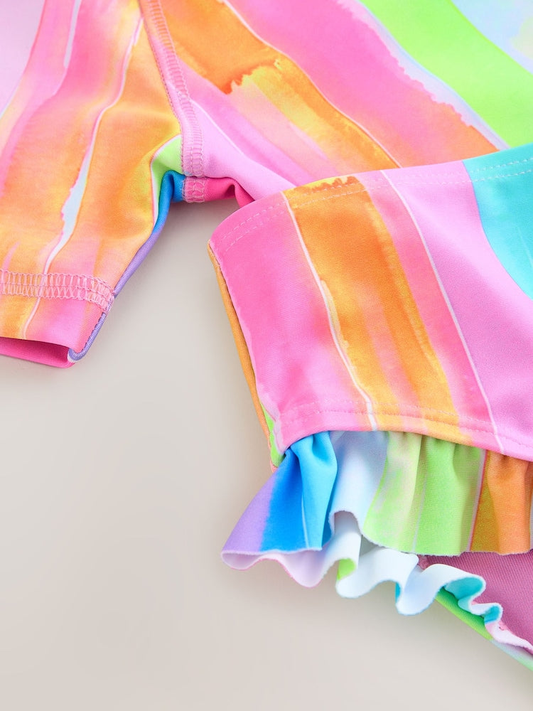 Rainbow Stripe Short Sleeved Sunsafe Swim Set (3mths-10yrs)