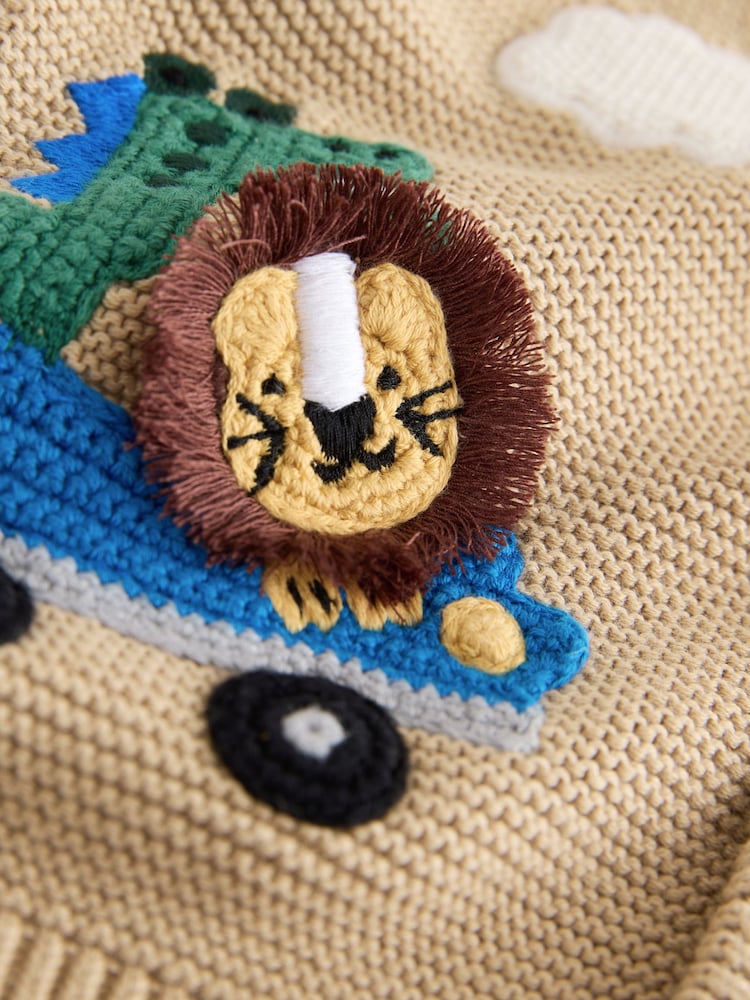 Tan Brown Safari Character Cardigan (3mths-7yrs)